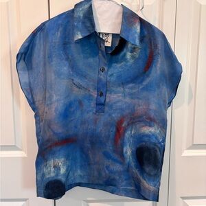 Marni Blue and Red Artistic Shirt and shorts 2pc set